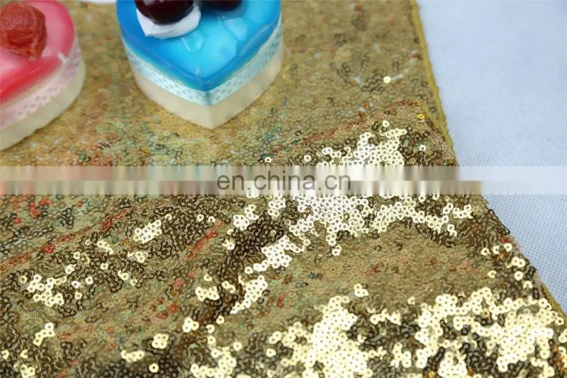 Glitter Gold Sequins Fancy Wedding Table Runner for Square Tables