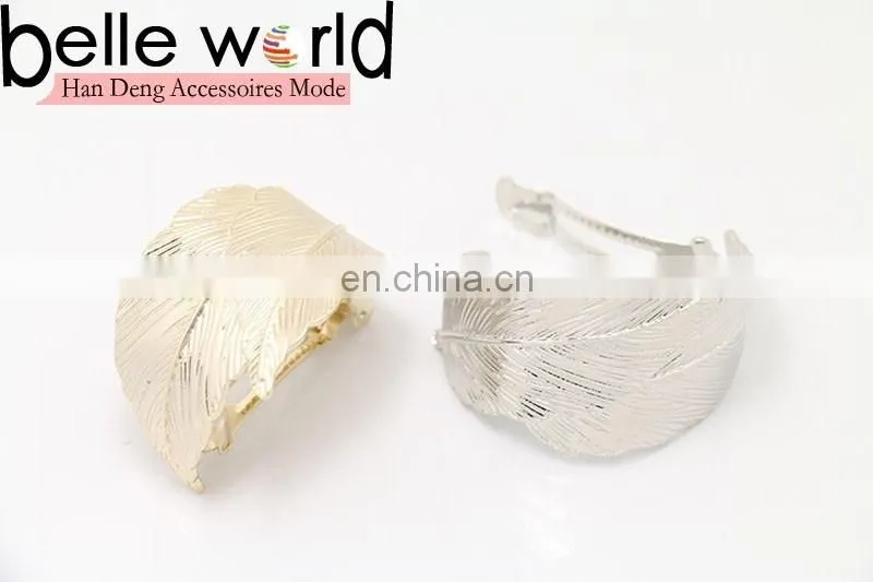 New Elegant Metal Feather Barrette Hair Clips for Women