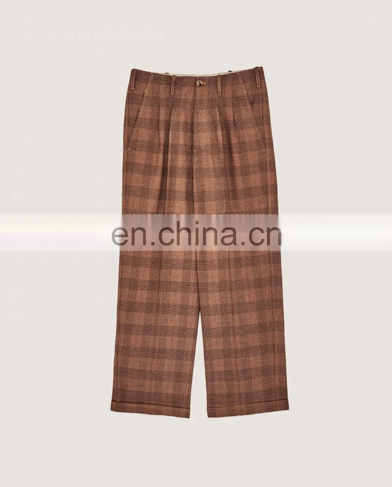 OEM Service Custom High Quality Pants Fashion Checked Mens Trousers