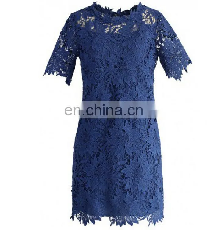 Factory wholesale new arrival women lace navy dress with high quality