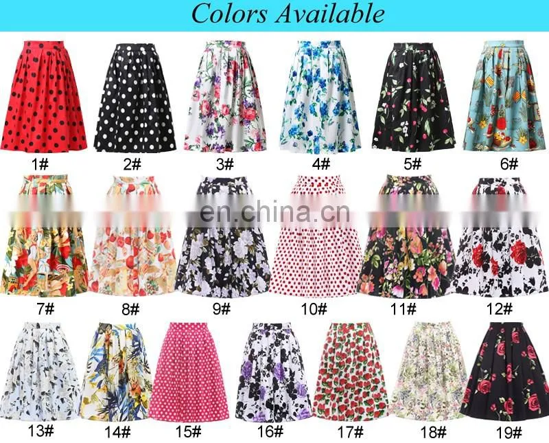 19 Colors ! Grace Karin Colorful Cheap Occident Short Retro Vintage Dress Women Vintage Cotton Skirt CL6294-1#