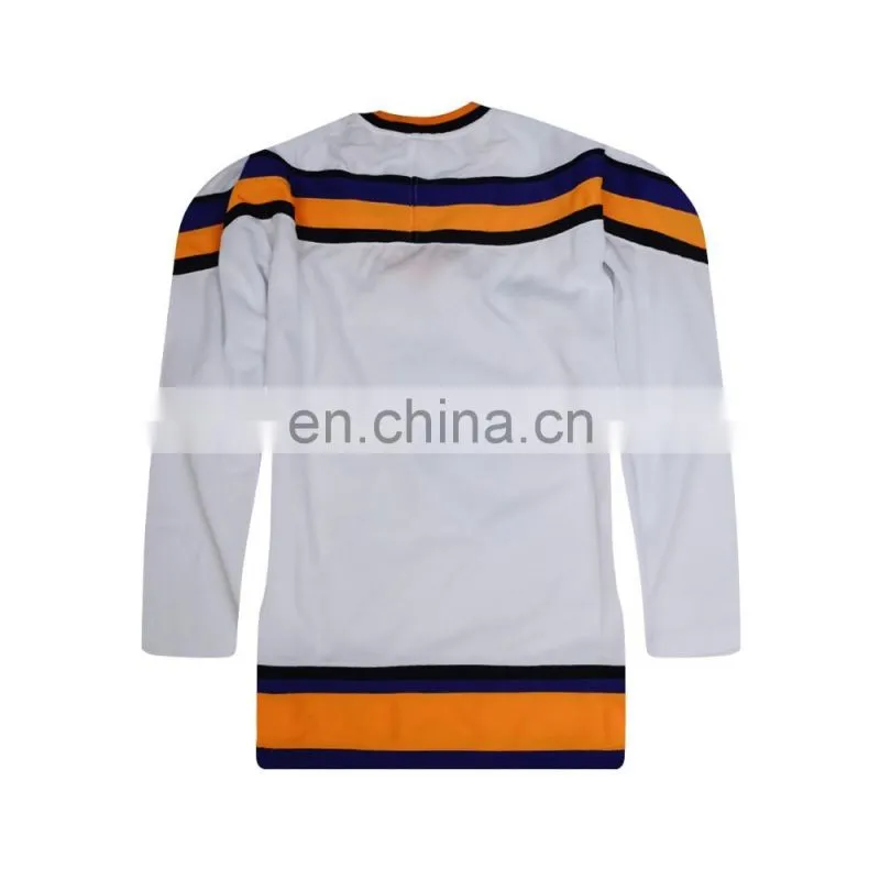 100% polyester customized white embroidery hockey jersey