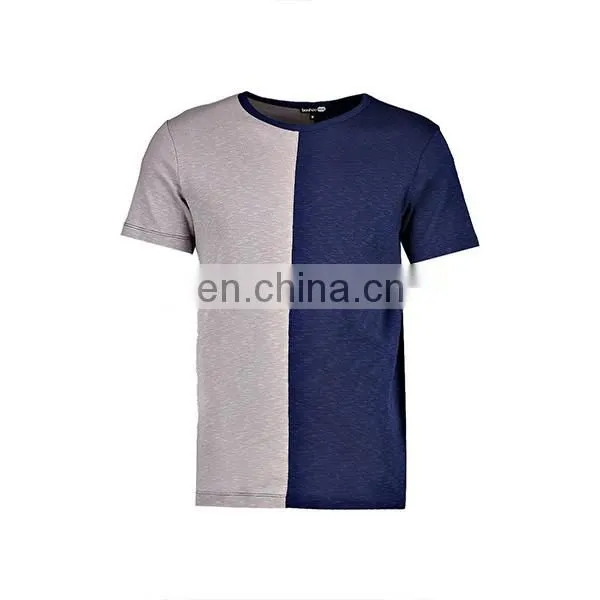 New arrival round neck contrast color half panel oversized tshirt wholesale