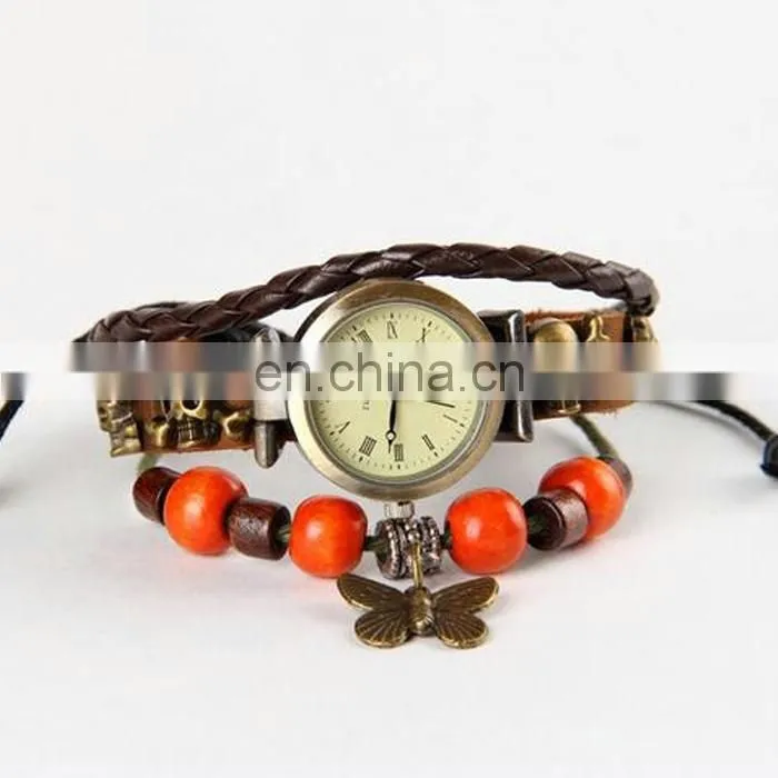 hot selling lover gift genuine charm retro leather WristWatch unisex watch