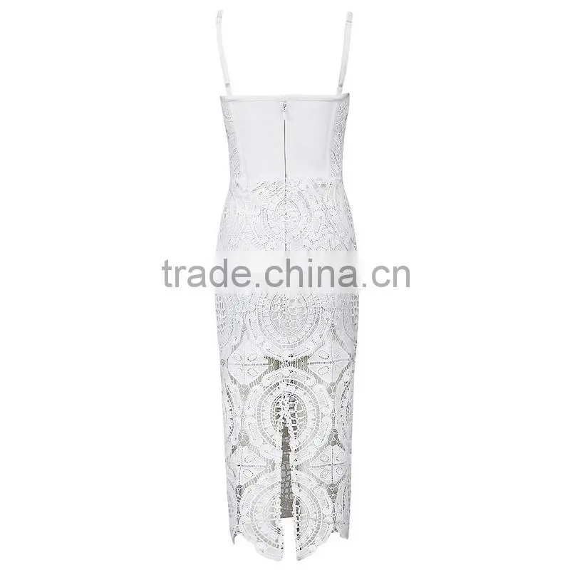 Summer dress hot selling 2015 new women elegant and sey white lace evening party bandage dress Bandage Bodycon Women Wearing
