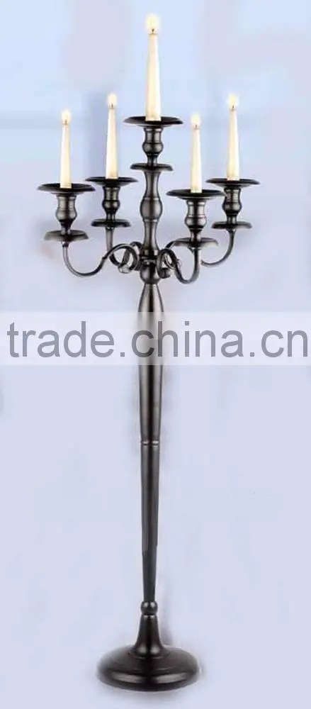 Crystal Balls 5 Lite Black Wedding Candelabra