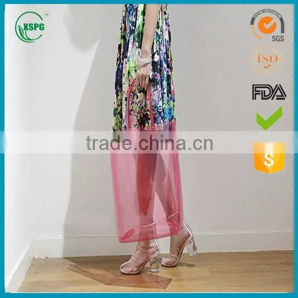 colorful clear pvc shopping plastic bag with handle
