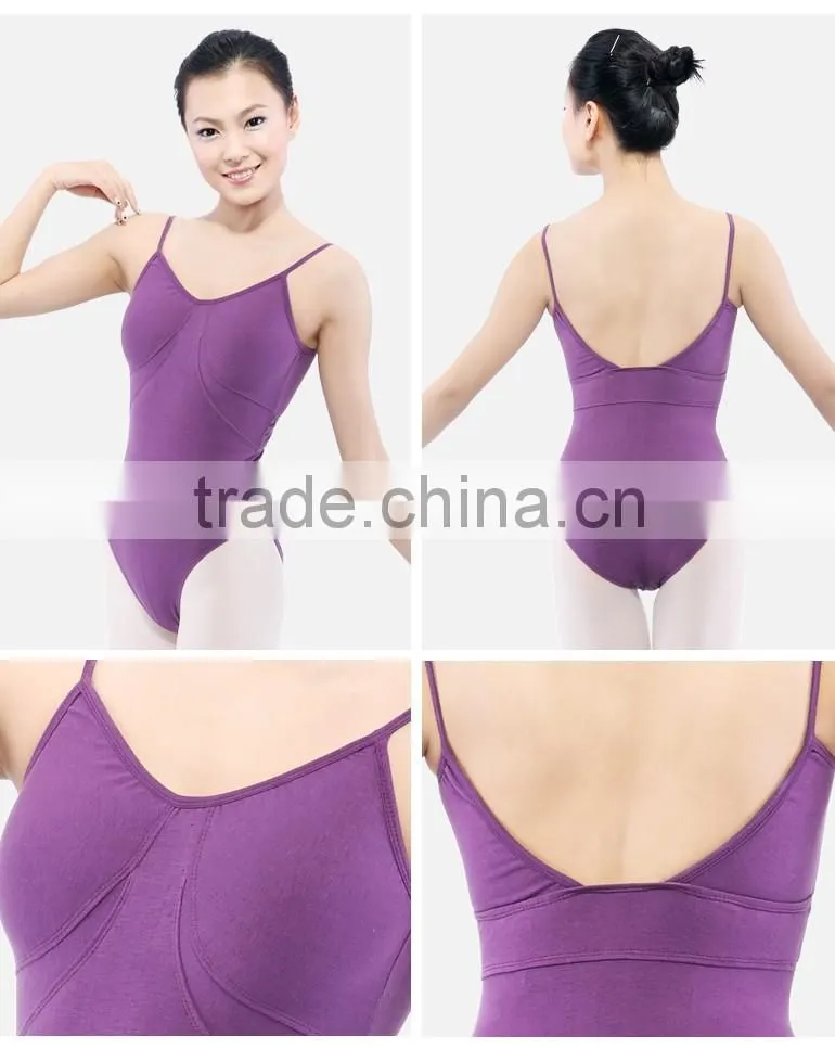 Purple Camisole Leotard, Adult Dance Training Leotard, High Leg Leotard