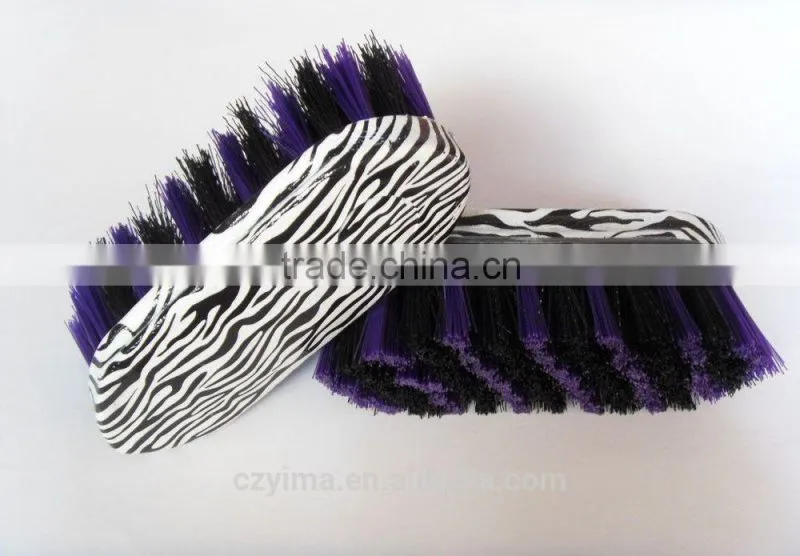 zebra pattern horse dandy brush with white & purple bristle