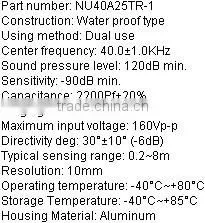 High quality waterproof ultrasonic sensor NU40A25TR-1