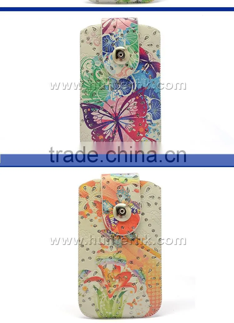 Printed Bling Butterfly Slide in Pouch For Galaxy I9600