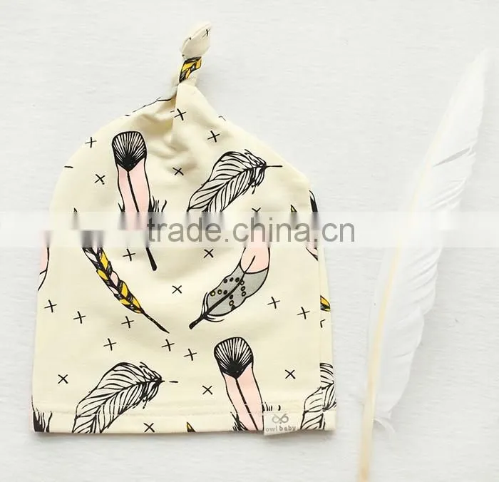 Breathable Kids Hat Boutique Cotton Cartoon Tied Angle Newborn Baby Cap For 0-2 Years In Stock
