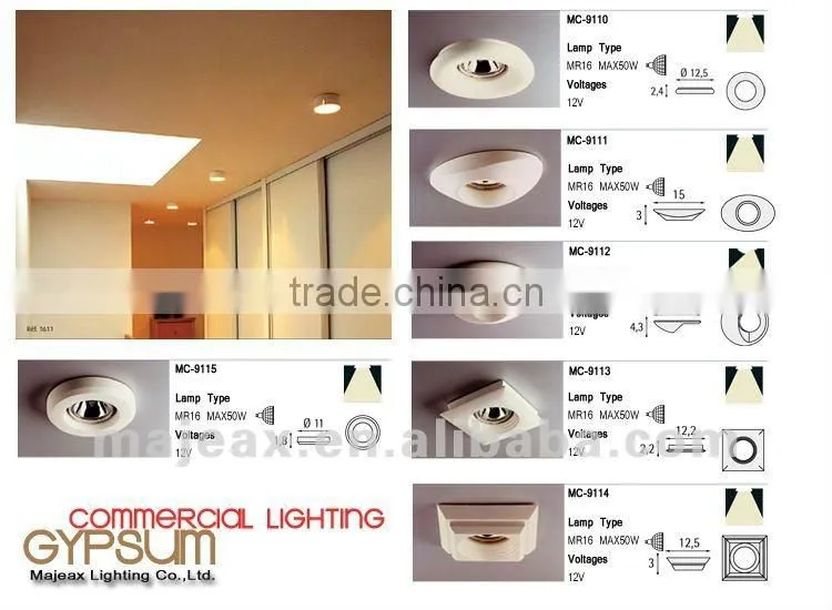 E27 Square Fluoresent Plaster decorative ceiling light