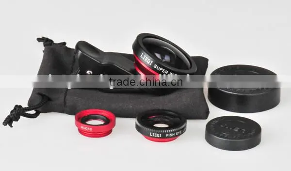 3 in1 Fish Eye + 0.4 x Wide Angle Marco clip Camera Lens for mobile phone