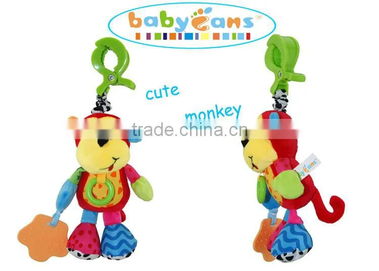 Babyfans Monkey shape soft Plush Stuffed Music Shaking bed Hanging Baby Toys