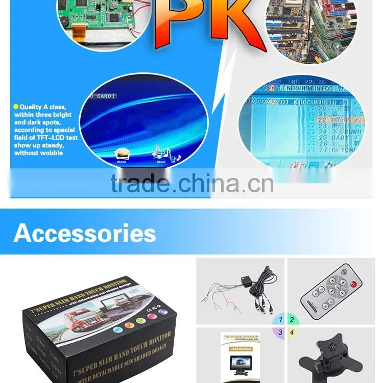 7 inch small vga lcd monitor for Bus and Truck