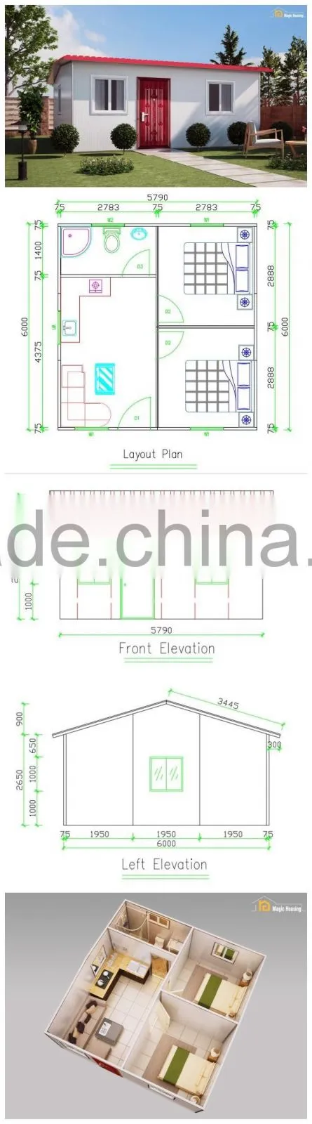 Low Cost Durable Prefabricated Movable Hotel for Vacation