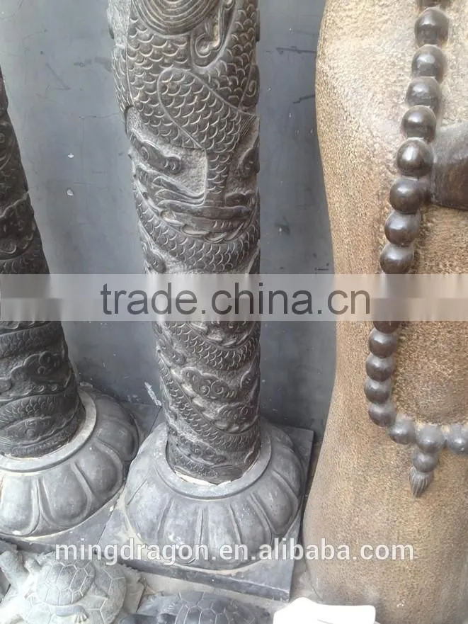 Antique garden stone dragon pillar