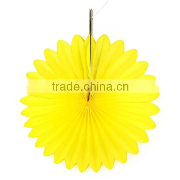 Fashional!!yellow tissue paper fan for party wedding decor