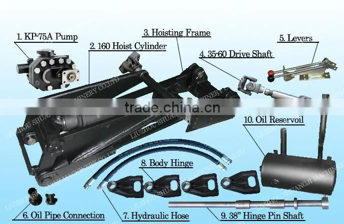 rear hinge truck scissor type hydraulic hoist complete with competitive price