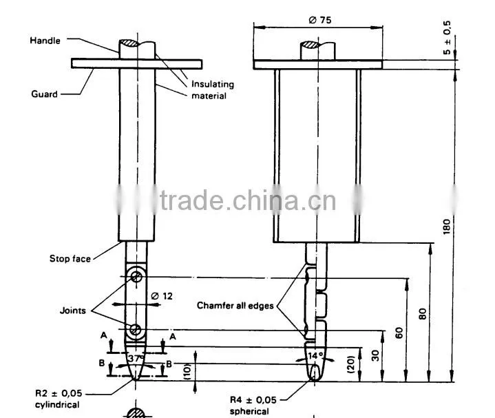 lab Instrument test probe pin for finger test & Ip2x Test Finger Probe