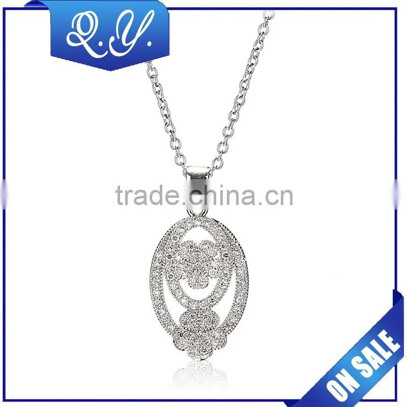 Latest Women Necklace Silver Color Delicate Zircon Paved Multi Flower Pendant Jewelry