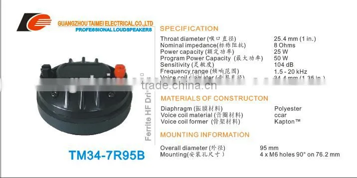 chinese high quality titanium audio speaker driver unit