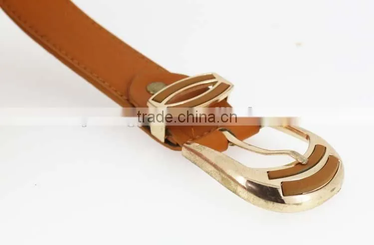 New Designer ladies leather belt with high quanlity brown pu leather buckle in yiwu