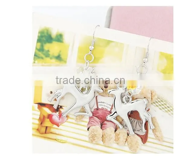 Chrismas motif ornaments New 2013 promotion crystal gold metal alloy elk earring wholesale earring