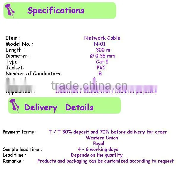 High quality 4p cat5e utp network cable