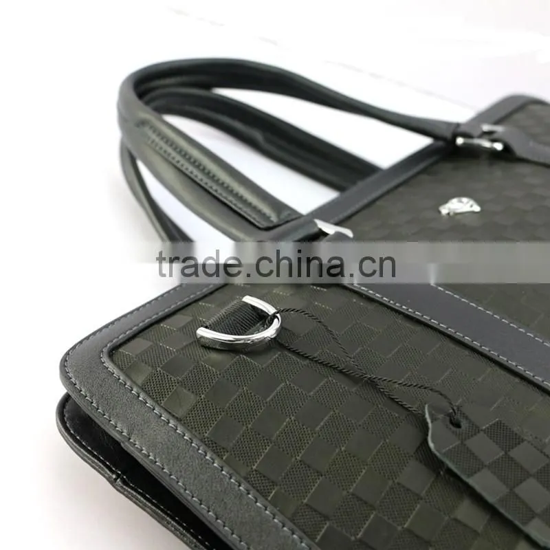 Hot selling stylish black genuine leather stylish woven briefcase for men