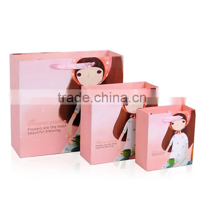 Pretty girl paper bag for many colors