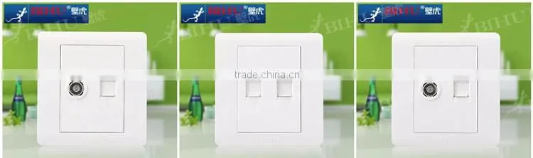 PC brushed stainless steel material network computer wall socket rj45 wall outlet