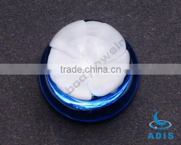 Blue White Petal Flower Piercing Glass Ear Plugs