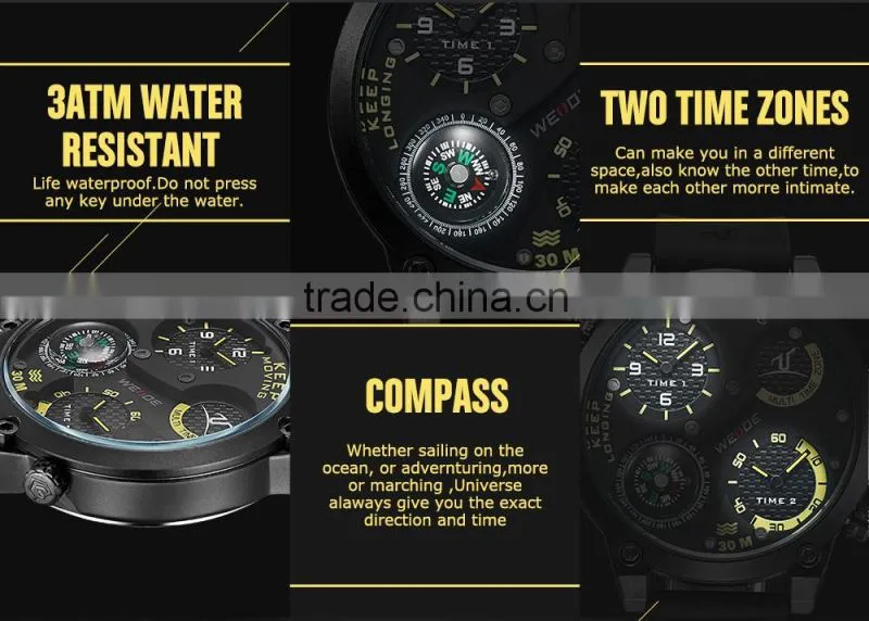 WEIDE Luxury Brand Military Quartz Watch Silicone Strap Compass Function Clock Men Sports Watch Relogio Masculino Men's Watches