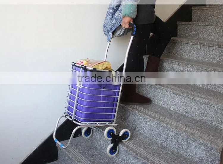 Folded shopping cart----Aluminum Alloy Frame with front and Rear PU wheel