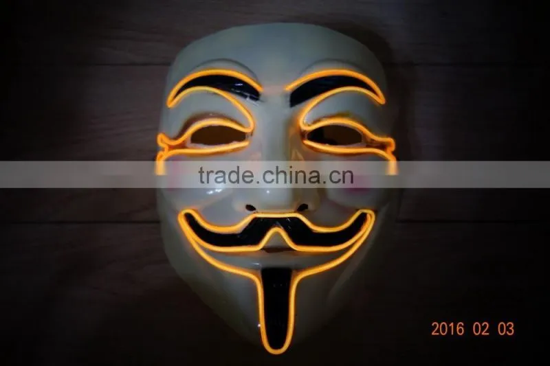 EL WIRE V for Vendetta Mask Party Mask / EL light halloween mask / EL wire V For Vendetta Mask