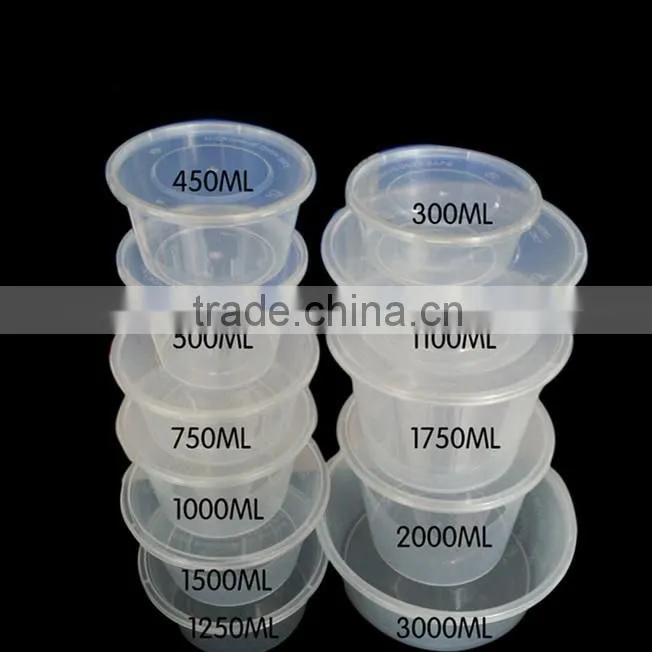 Disposable PP round plastic food container with microwaveable