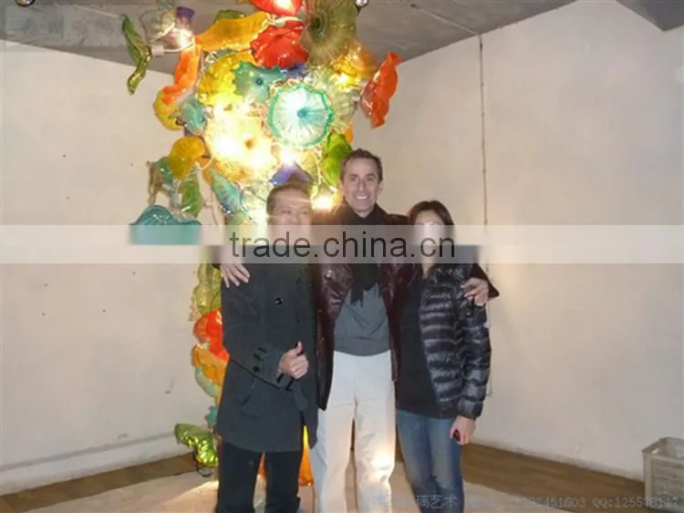 hand blown glass chandelier decoration XO-20150618 Modern glass chandelier from famous Chinese glass artist Mr Ou LianHua