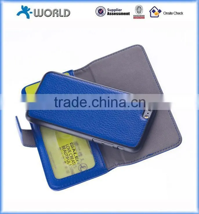 ISO Approved Manufacturer 2 in 1 PU Leather Detachable Wallet Case for iPhone 6S