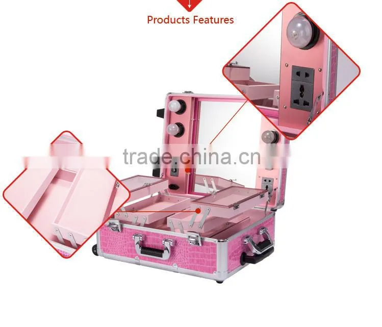 Sunrise factory price professional rolling beauty nail cosmetic display case