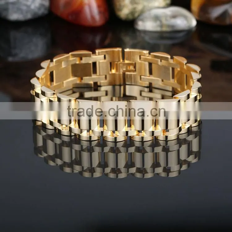 Fashion Stainless Steel Gold Chain Bracelet For Biker