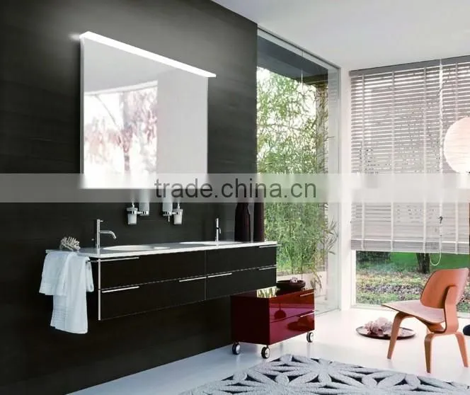 Hotel bathroom vanity mirror with top light
