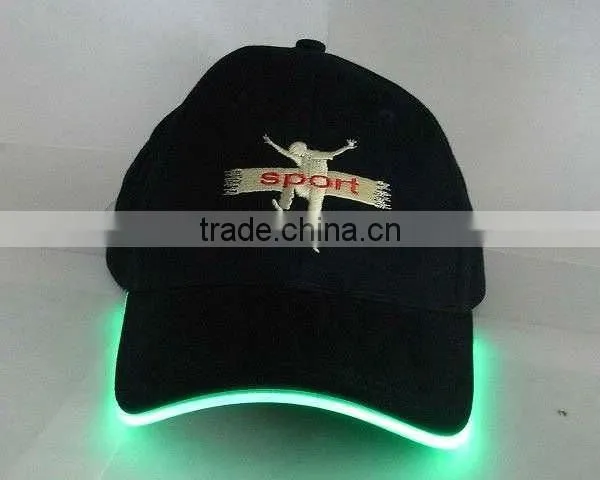 Fashion embroidered snapback flashing light led hat cap
