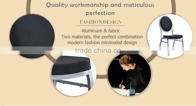 Hotel furniture stackable aluminum oval back dining chair