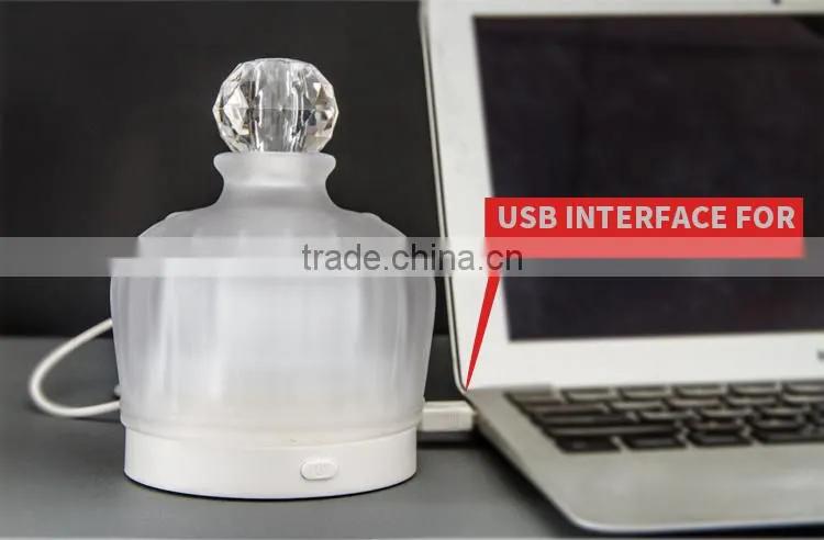 Colorful Glass USB/Battery-powered Fan Aroma Diffuser,Mini Aromatherapy Diffuser,Small Oil Dispenser w/ 7-color-change LED