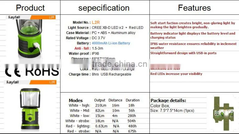 Outdoor led camping lantern flashlight rechargeable bright night lamp