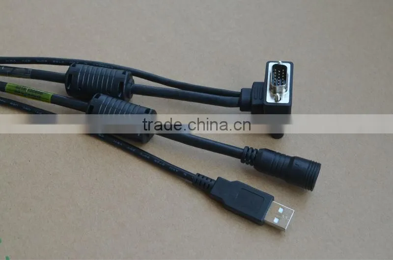 Lilliput cables standard 15 pin male VGA/male USB A connectors PC side and a 9 pin Mini DIN connector