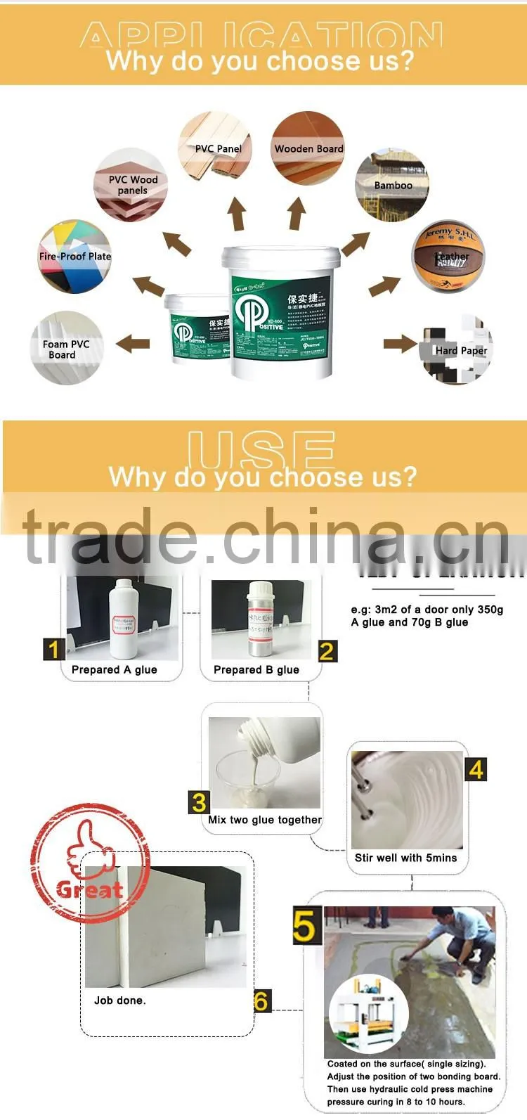 High quality strength viscosity odorless foam pvc board white glue