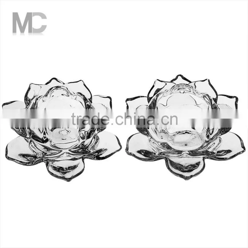 Lotus Style Luxury Decorative Tealight Glass Candle Holder